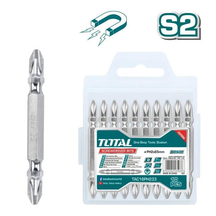 TOTAL TAC16PH233 Screwdriver bits PH2, 65mm,10pcs set Double end bits