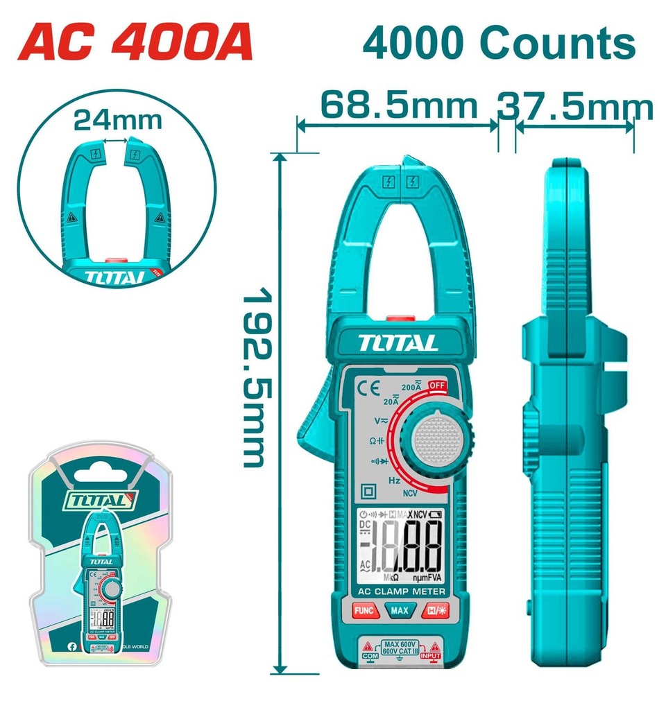 TOTAL TMT762001 Digital AC Clamp Meter