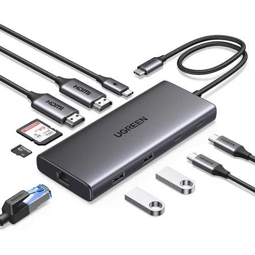 UGREEN CM639 10-in-1 USB-C Multifunction Adapter UG-45380 – Fast Data, HDMI, SD/TF Card, Ethernet & Power Delivery All-in-One Connectivity Solution