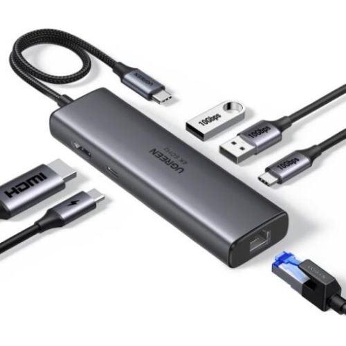 UGREEN CM512 6-in-1 USB-C Multifunction Adapter UG-45000 – Fast Data Transfer, HDMI, PD Charging & SD/TF Card Reader for Laptops and MacBooks