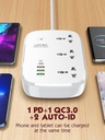 LDNIO SCW3451 2500W 10A Smart WiFi Extension Power Strip with Type C USB Ports 3 Power Sockets with 30W Type C PD QC 3.0 Fast USB Port Multi-Port Extension with USB App Control