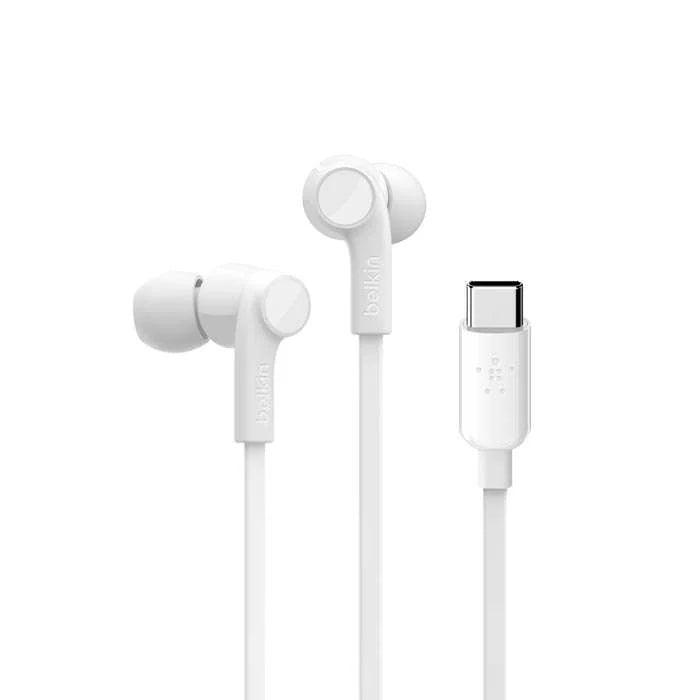 [G3H0002btWHT-ES-STM] Belkin G3H0002btWHT USB-C In-Ear Headphones – Delivers clear audio and reliable wired USB-C connectivity for everyday calls, music, and comfortable on-the-go listening