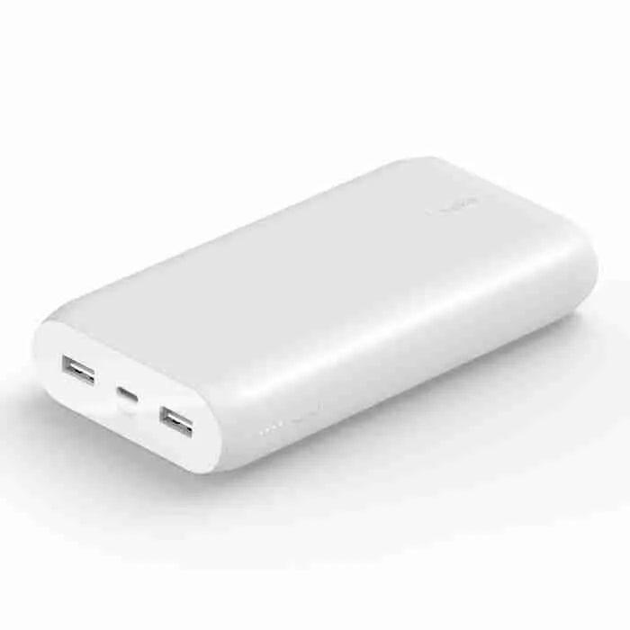 [BPB003btWT-ES-STM] Belkin BPB003btWT 20k Power Bank 15W USB-C In, USB-A Out – Provides reliable high-capacity portable charging to keep your devices powered throughout the day wherever you go