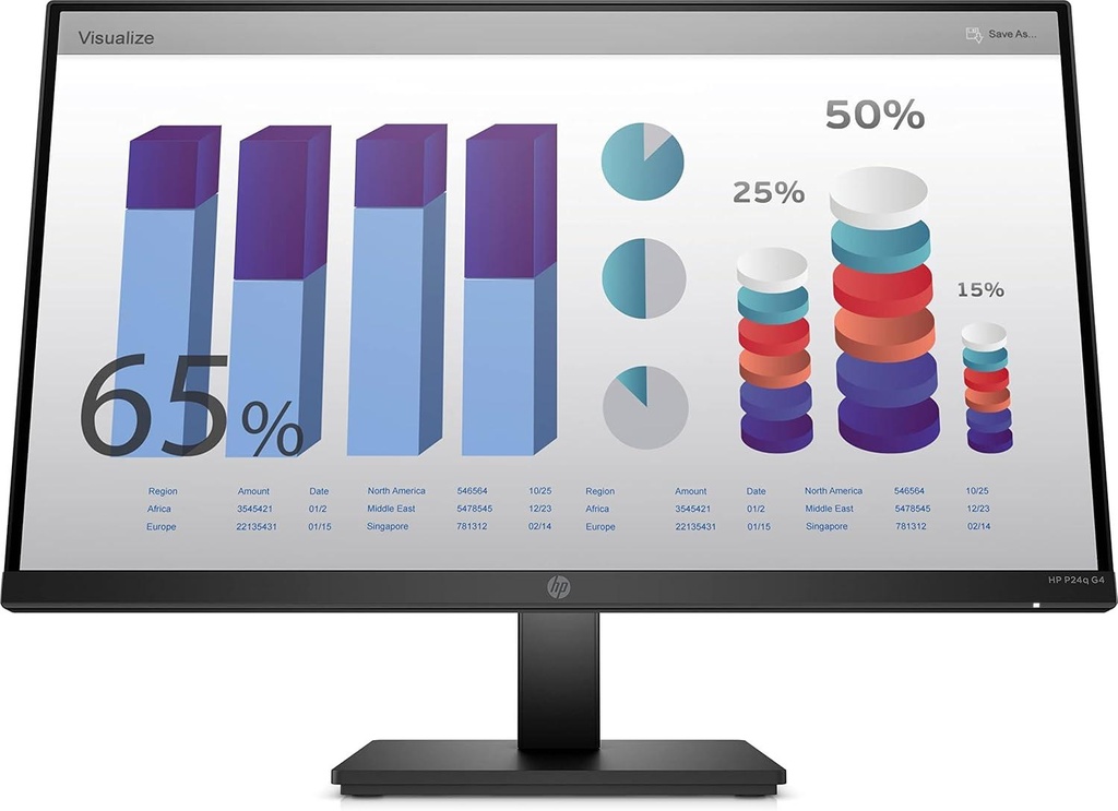 HP P24q G4 23.8” QHD Adjustable Business Monitor (Height/Tilt/Swivel/Pivot) – VGA & HDMI 1.4 Connectivity (8MB10AA)