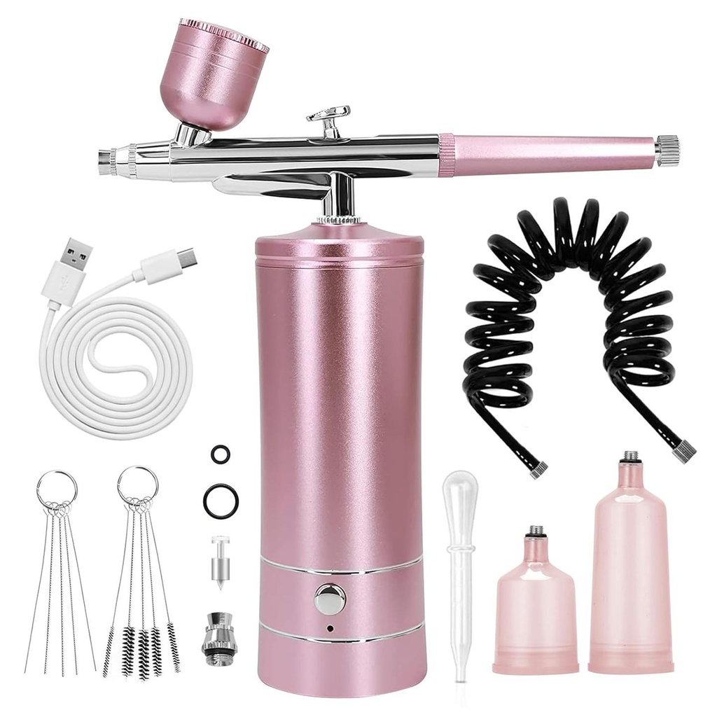 Crpen Wireless Airbrush-Kit With Air Compressor Nail Charms Air Brush for Barber, Nail Art, Cake Decor, Makeup, Model Painting