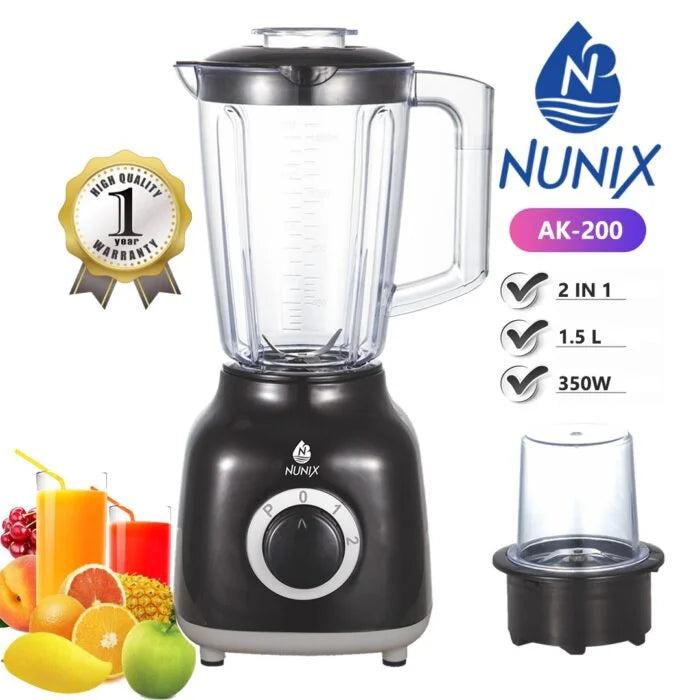 Nunix AK-200 2-in-1 Blender 1.5L  with Grinding Machine - Black