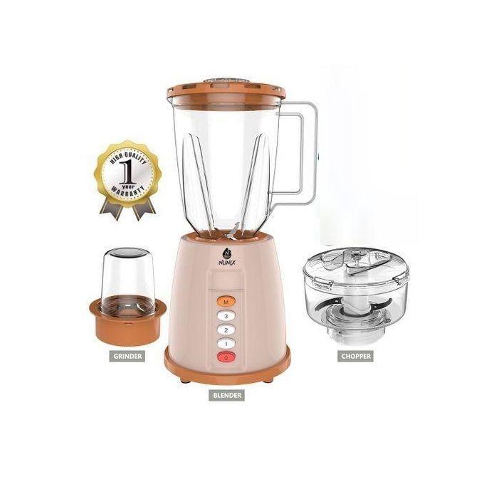 Nunix AK-444 3-In-1 Blender with Grinder & Chopper
