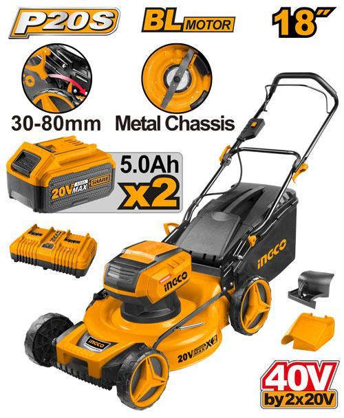 Ingco LMLI20182 Lithium-Ion Lawn Mower 40V(20V+20V)