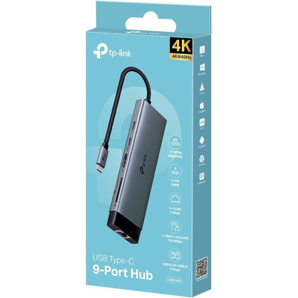 [TL-UH9120C-RM-DN] TP-Link TL-UH9120C 9-in-1 USB-C 9 Port Hub – Multi-Function High Speed USB Type-C Docking Hub for Laptops, Ultrabooks, Office Workstations, Business Productivity, and Professional Connectivity Applications