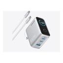 Anker B121BK41 100W 3-Port Smart Display with USB-C Cable Silver - High-speed multi-device charging with real-time power monitoring and efficient smart charging control