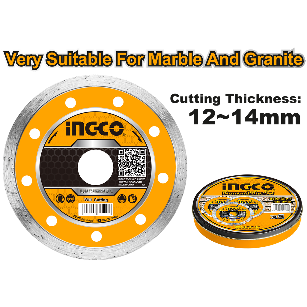 Ingco DMD021802M Diamond disc set "180(7"")X22.2mm