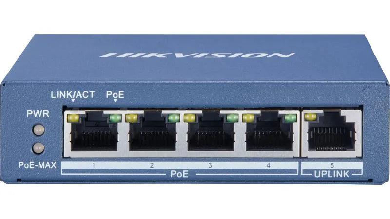 [DS-3E0505P-E/M-ES-HTL] Hikvision DS-3E0505P-E/M 4-Port Gigabit PoE Unmanaged Switch – Delivers reliable high-speed networking and PoE power for IP cameras and other compatible devices