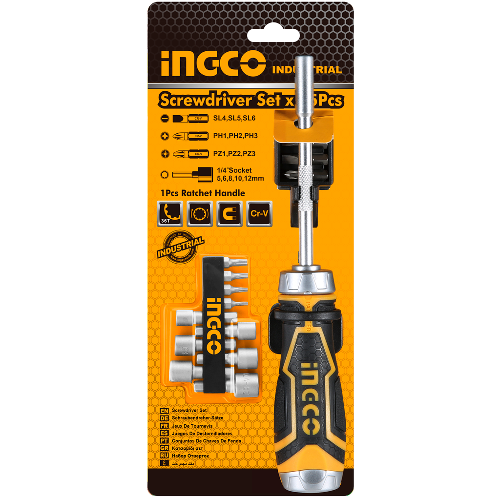 Ingco AKISD1508 Ratchet Screwdriver Set