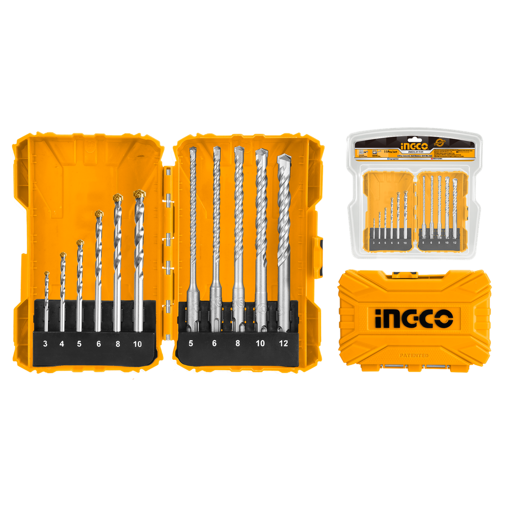 Ingco AKDL31101 11 PCS Concrete And Hammer Drill Bit Sets