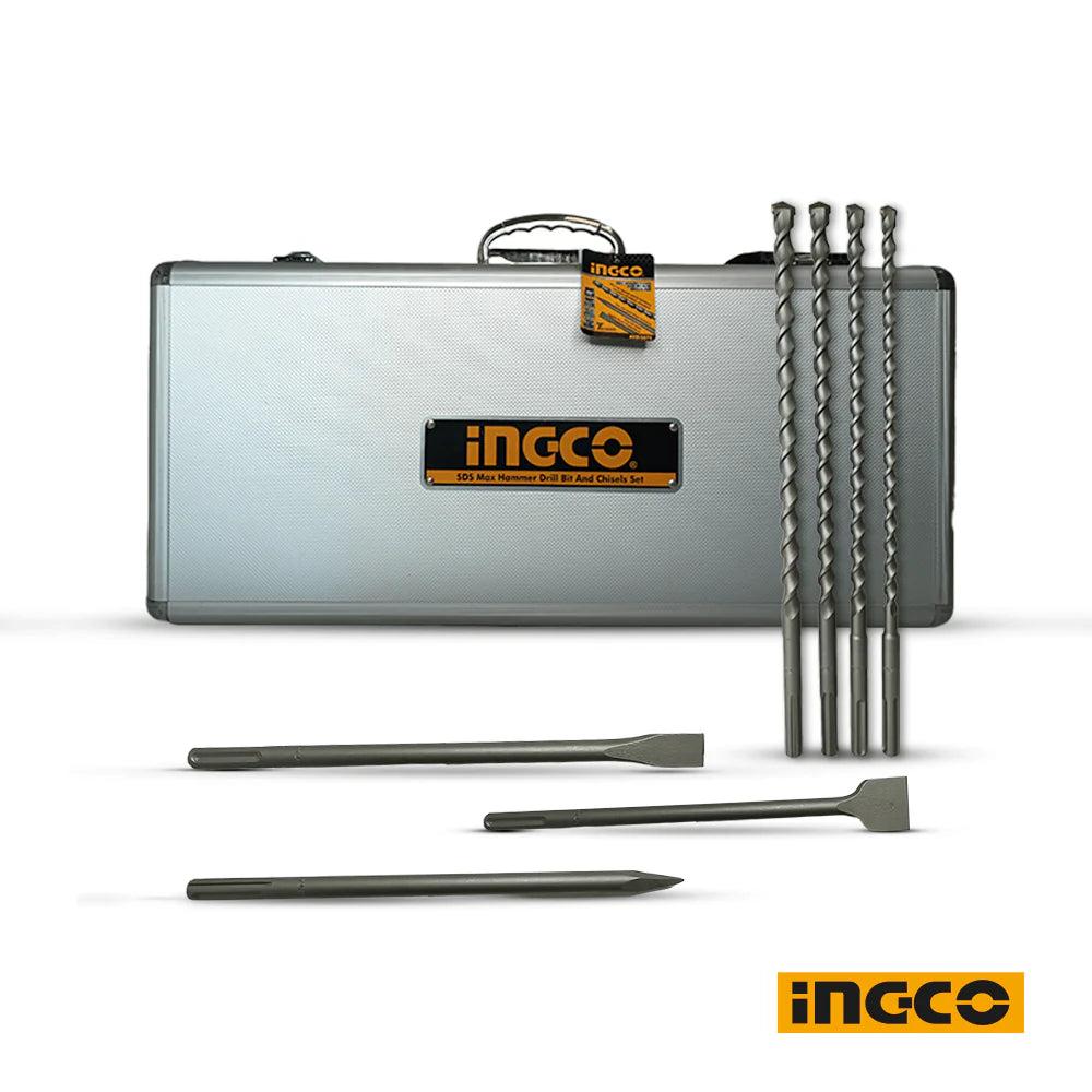 Ingco AKD5075 4 Pcs Hammer Drill Bit And 3 Pcs Chisels Set