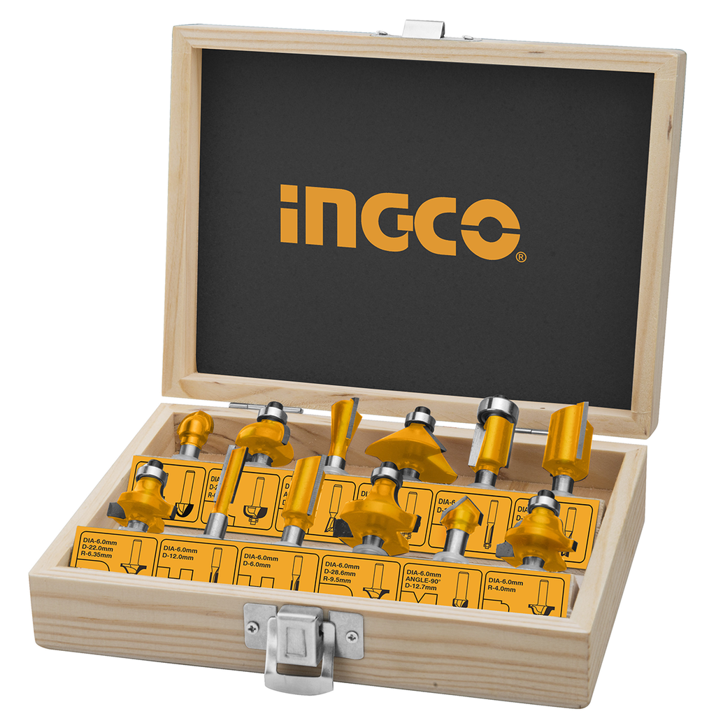 Ingco AKRT1211 12 Pcs Router Bits Set (8mm)