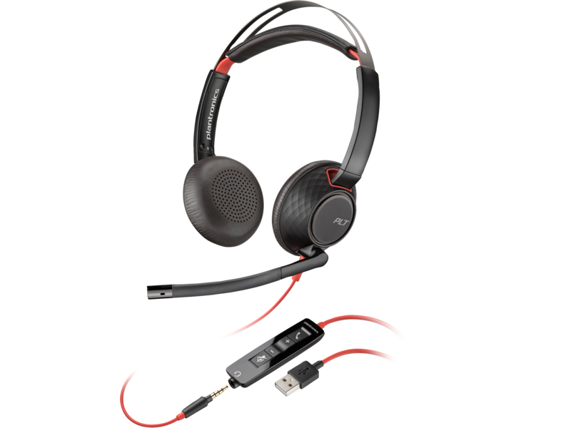 Plantronics Poly Blackwire 5220 Stereo USB-A Wired Headset Bulk Headphones (80R97A6)