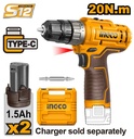 Ingco CDLI12202 Lithium-Ion cordless drill 12v
