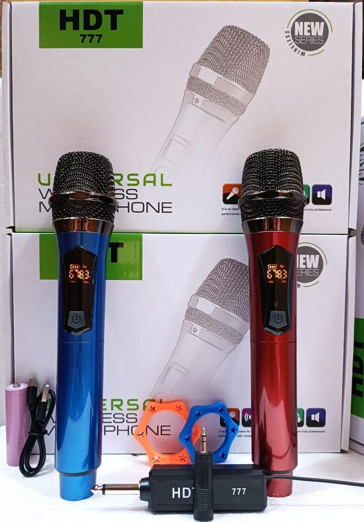 HDT 777 Dual Universal Wireless Microphone – Provides clear and stable audio transmission for professional-quality sound during recordings, presentations, and live performances