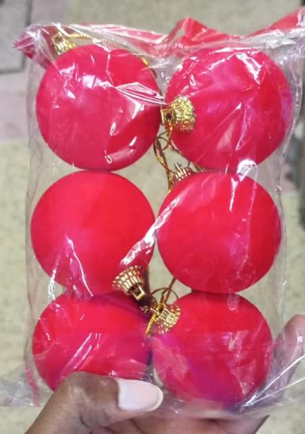 6PCS Small Red Christmas Tree Decoration Balls