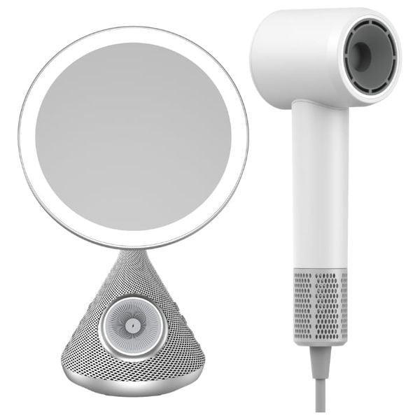Havit HDK88 15W Wireless Charging Beauty Set with Hair Dryer & LED Mirror – Professional Personal Care and Beauty Kit with Fast Wireless Charging, Portable Hair Styling, Illuminated Mirror, and Travel Friendly Design for Home, Salon, and Daily Use