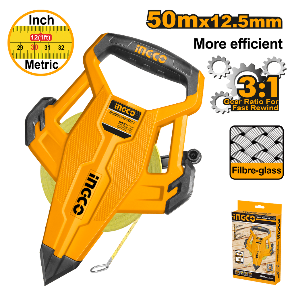 Ingco HFMT8350 Fibreglass measuring tape 50mx12.5mm
