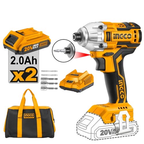 Ingco CIRLI2002 20V Brushless Lithium-ion Impact Driver - High Torque, Professional Performance