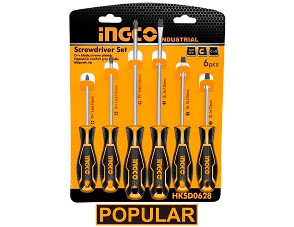 Ingco HKSD0628 6 Pcs screwdriver set