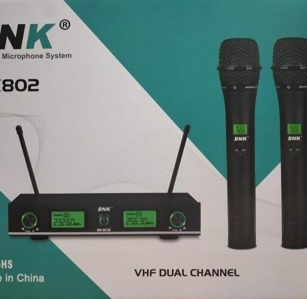 BNK BK802 Dual Channel VHF Wireless Microphone System – Provides clear and reliable audio performance for presentations, events, karaoke, and professional sound applications