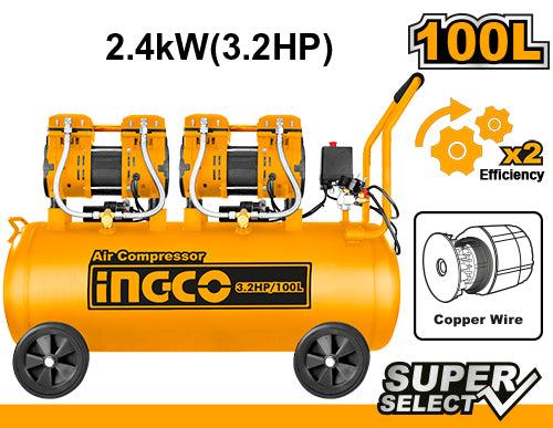 ACS2241001 100L Oil free Sound Less Air Compressor With 3.2 HP Copper Winding Motor