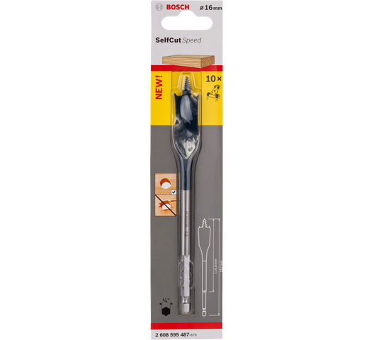 Bosch 2608595487 Self Cut Speed Spade Wood Drill Bit Hexagon (16x152mm)
