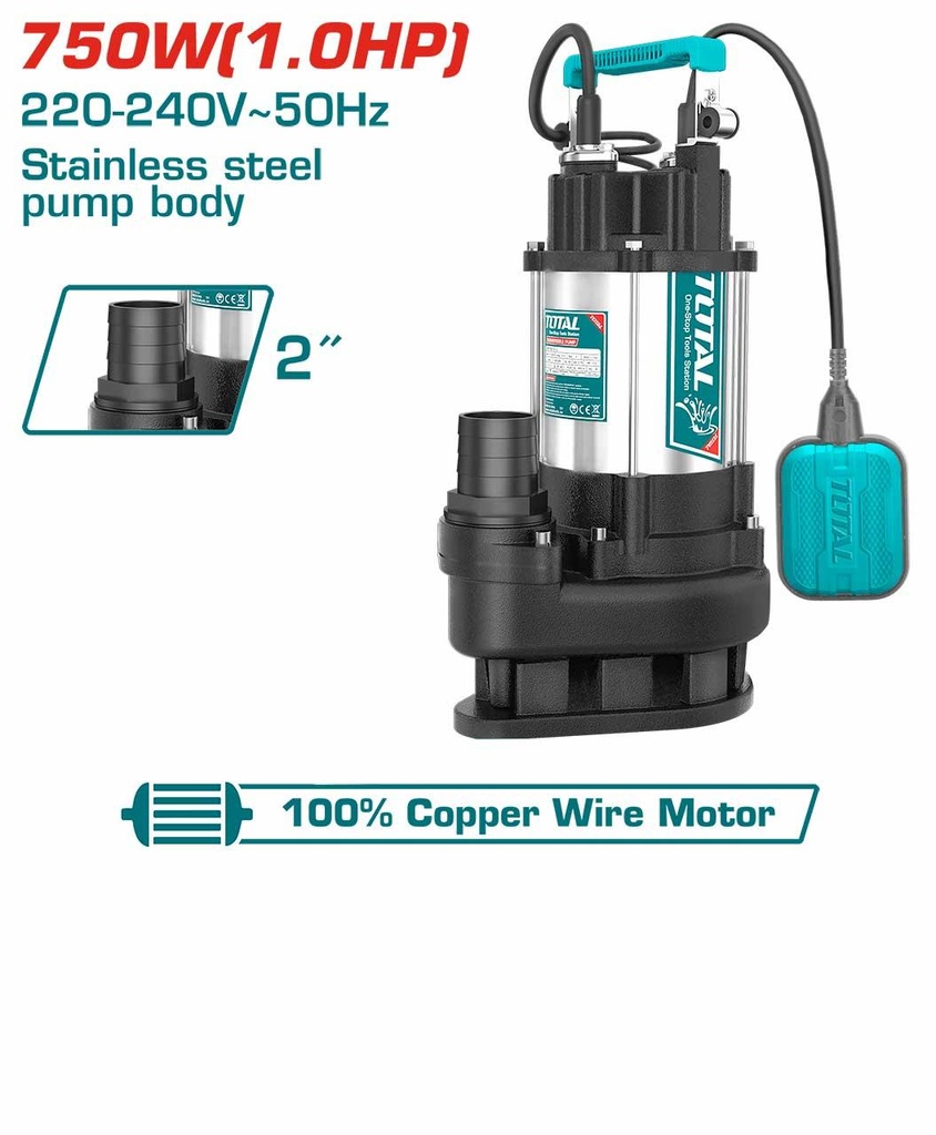 Total TWP775016 Sewage submersible pump – 750W 1.0HP