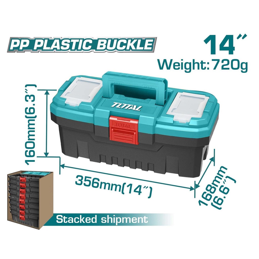 Total TPBX0141 14" Empty Plastic Tool Box