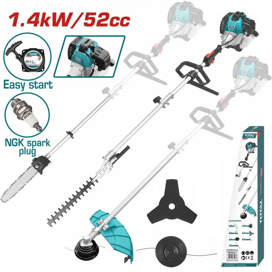 Total TMT55211 Multi-tools 52cc 1.4Kw (2.2HP) - Grass trimmer, Bush Cutter, Hedge trimmer and Chain Saw