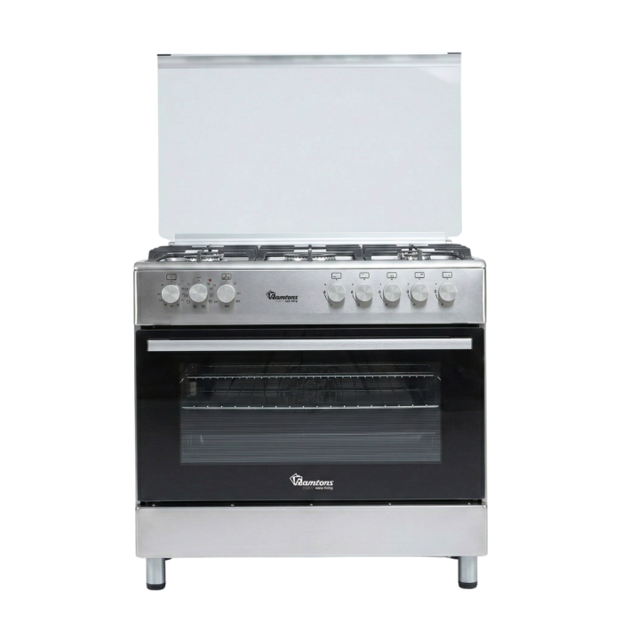 Ramtons RC/399 5GAS 90X60 HALF INOX GO FS COOKER – Provides spacious and efficient cooking performance with multiple gas burners for convenient everyday meal preparation