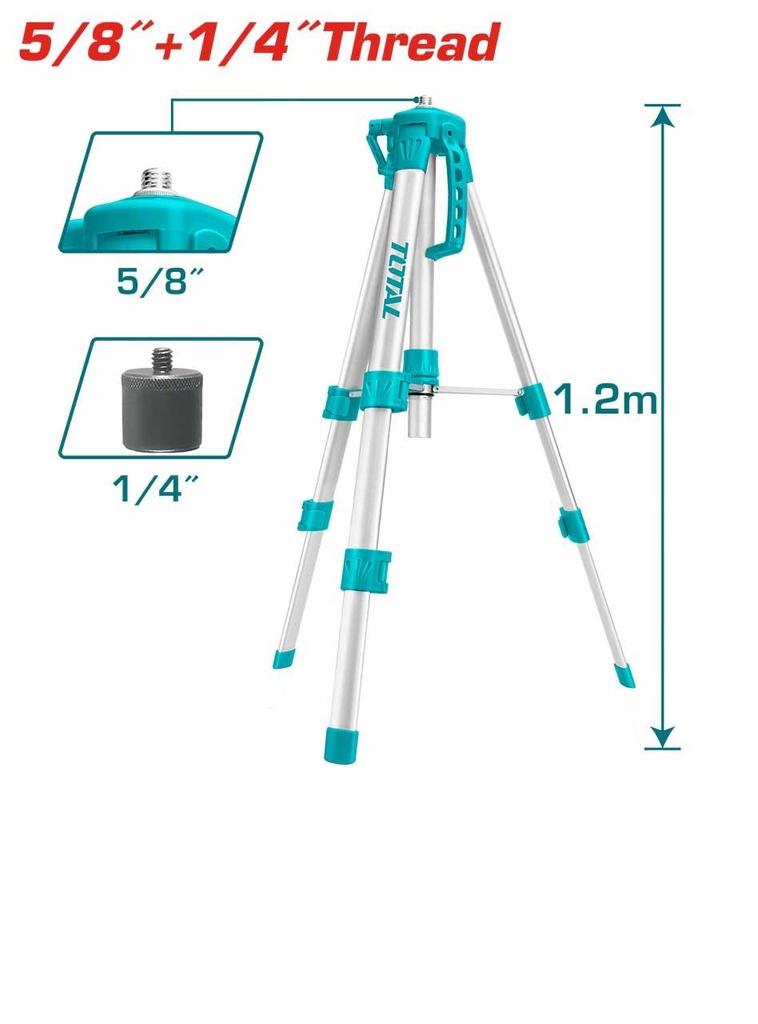 Total TLLT01152 Tripods for laser levels 5/8″ &1/4″ Thread 1.2m Aluminum tripod