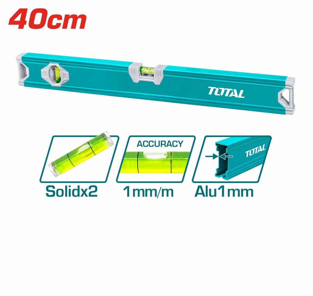 Total TMT26036 Spirit level Length 60cm 2pcs cylinder spirit bulbs