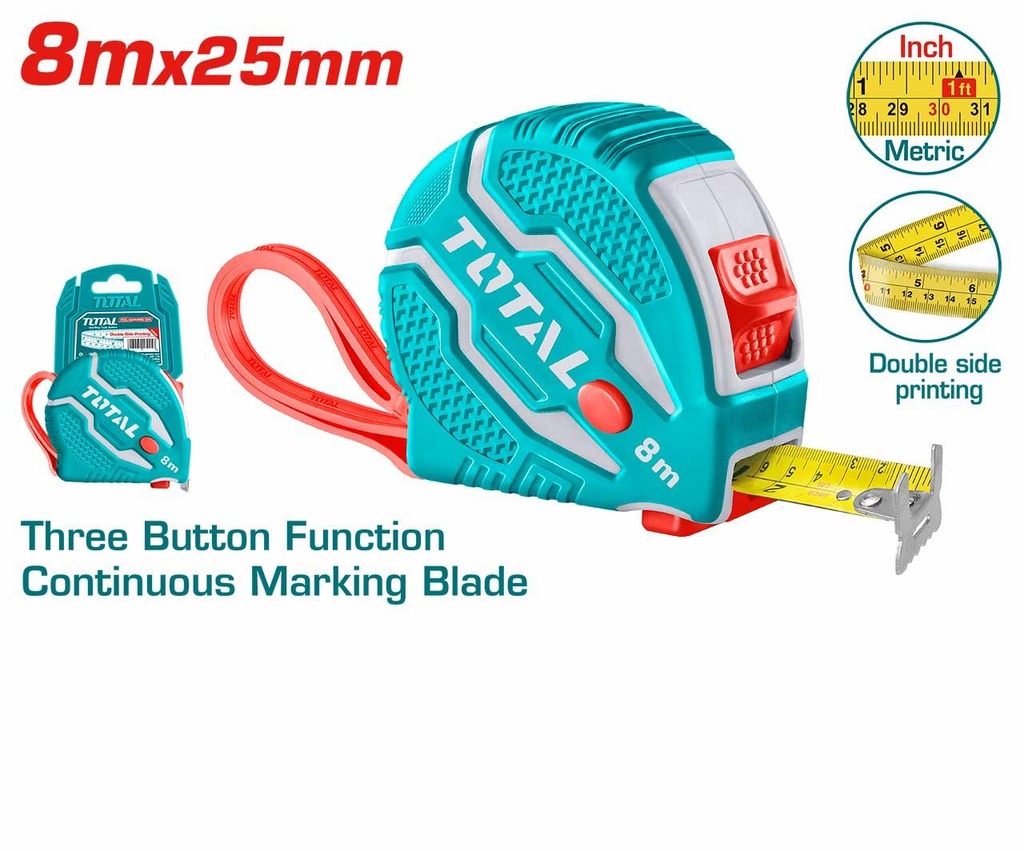 Total TMT126081 Steel measuring tape Length & width 8mx25mm
