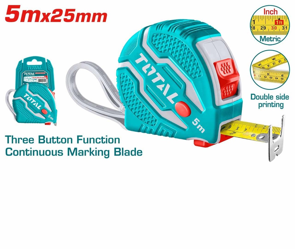 Total TMT126052 Steel measuring tape Length & width 5mx25mm