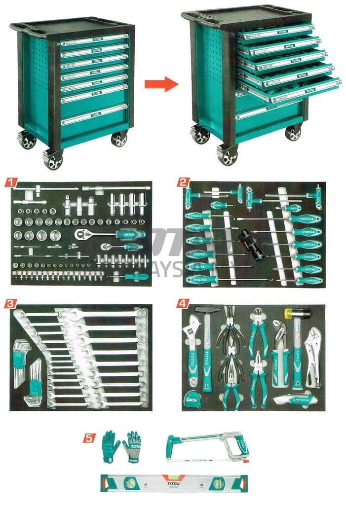 Total THPTCS71621  162 Pcs Tool Chest Set