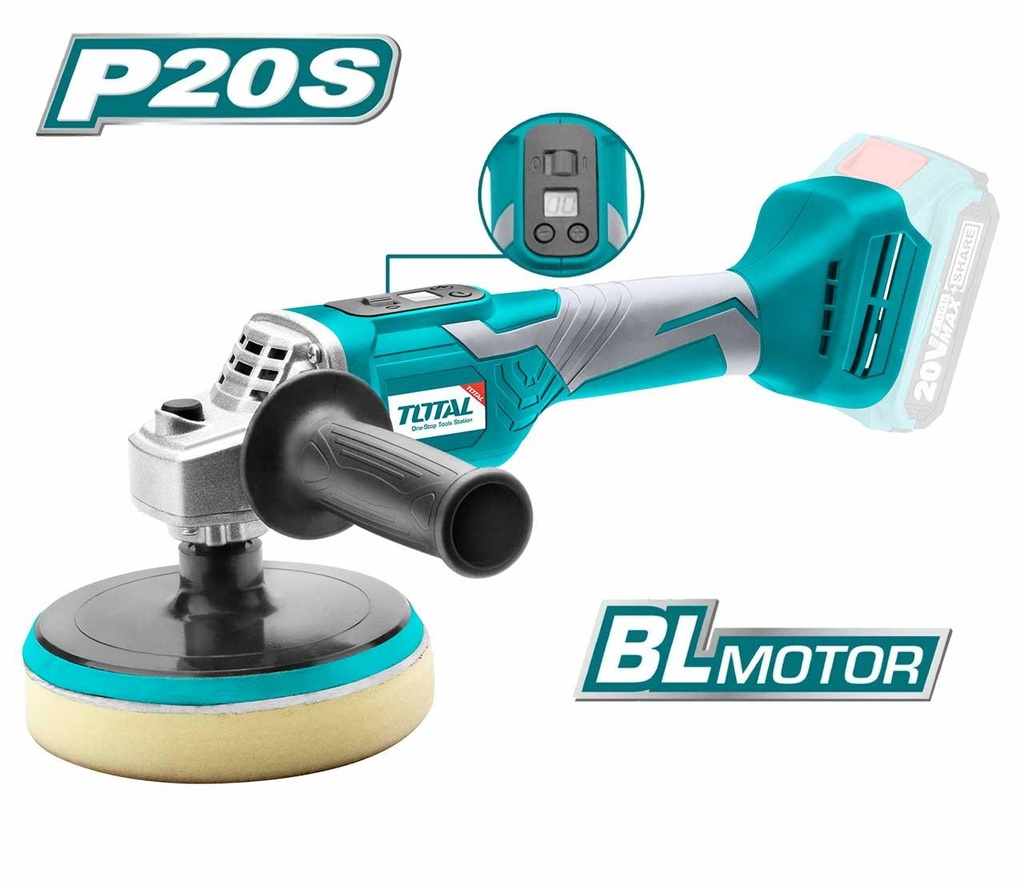 Total TAPLI2001 20V Cordless Angle  Polisher with 4AH Battery + Charger